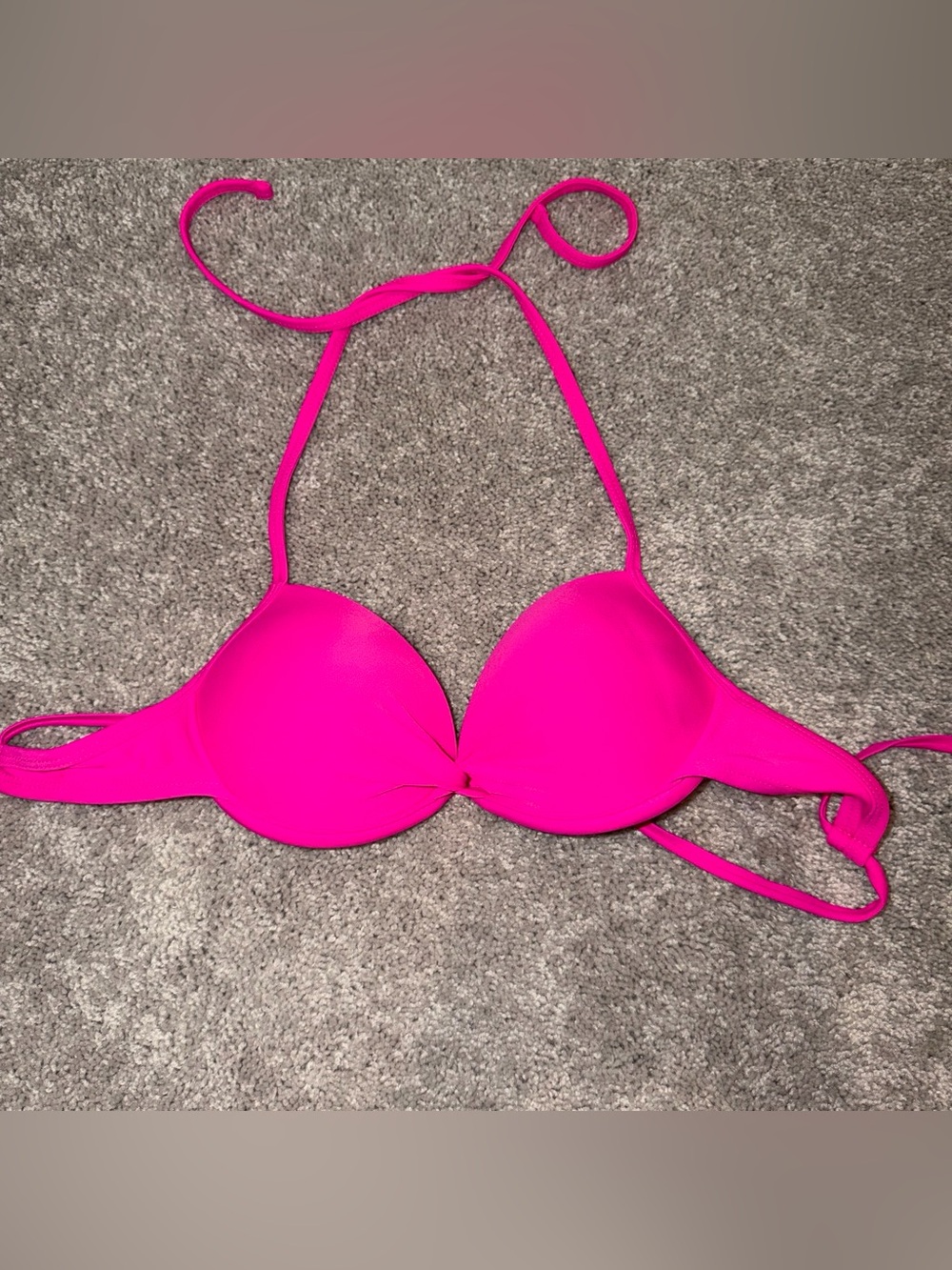 California Waves Hot Pink Halter Push-Up Bikini Top